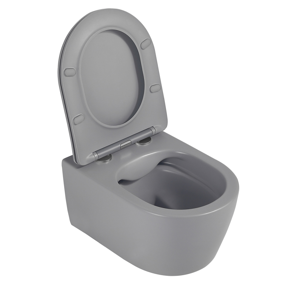 Abber Bequem Унитаз подвесной, безободковый 36x53x34h см, цвет: серый матовый AC1104MG