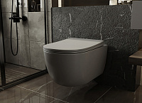 Abber Bequem Унитаз подвесной, безободковый 36x53x34h см, цвет: серый матовый AC1104MG