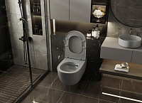 Abber Bequem Унитаз подвесной, безободковый 36x53x34h см, цвет: серый матовый AC1104MG