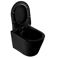 Abber Bequem Унитаз подвесной, безободковый 37x48x37h см, цвет: черный матовый AC1102MB