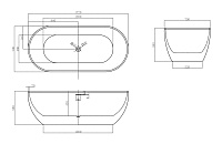 Abber Акриловая ванна отдельностоящая овальная 172x79x58h см, цвет: белый матовый AB9241MW