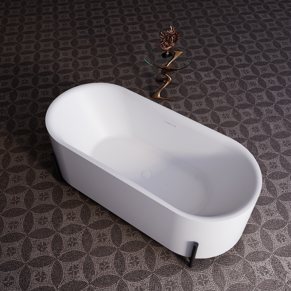 Abber Акриловая ванна отдельностоящая овальная 170x75x60h см, цвет: белый AB9443