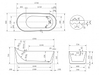 Abber Акриловая ванна отдельностоящая овальная 170x80x73h см, цвет: белый матовый AB9445MW