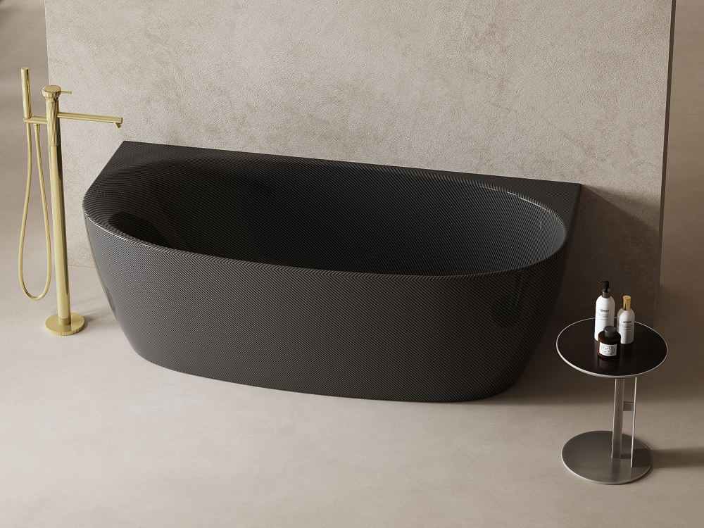 Abber Karbon Карбоновая ванна пристенная овальная 170x80x55h см, цвет: черный AK9004