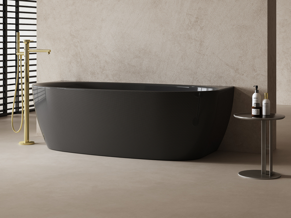 Abber Karbon Карбоновая ванна пристенная овальная 170x80x55h см, цвет: черный AK9004