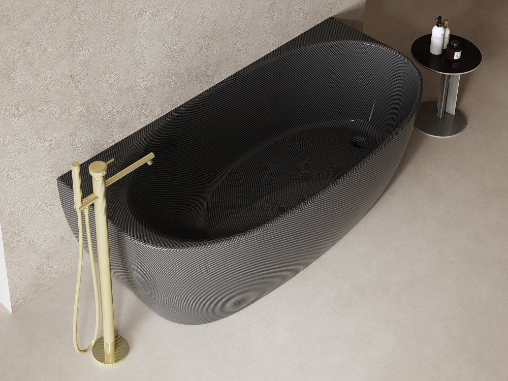 Abber Karbon Карбоновая ванна пристенная овальная 170x80x55h см, цвет: черный AK9004