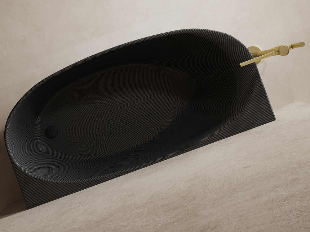 Abber Karbon Карбоновая ванна пристенная овальная 170x80x55h см, цвет: черный AK9004