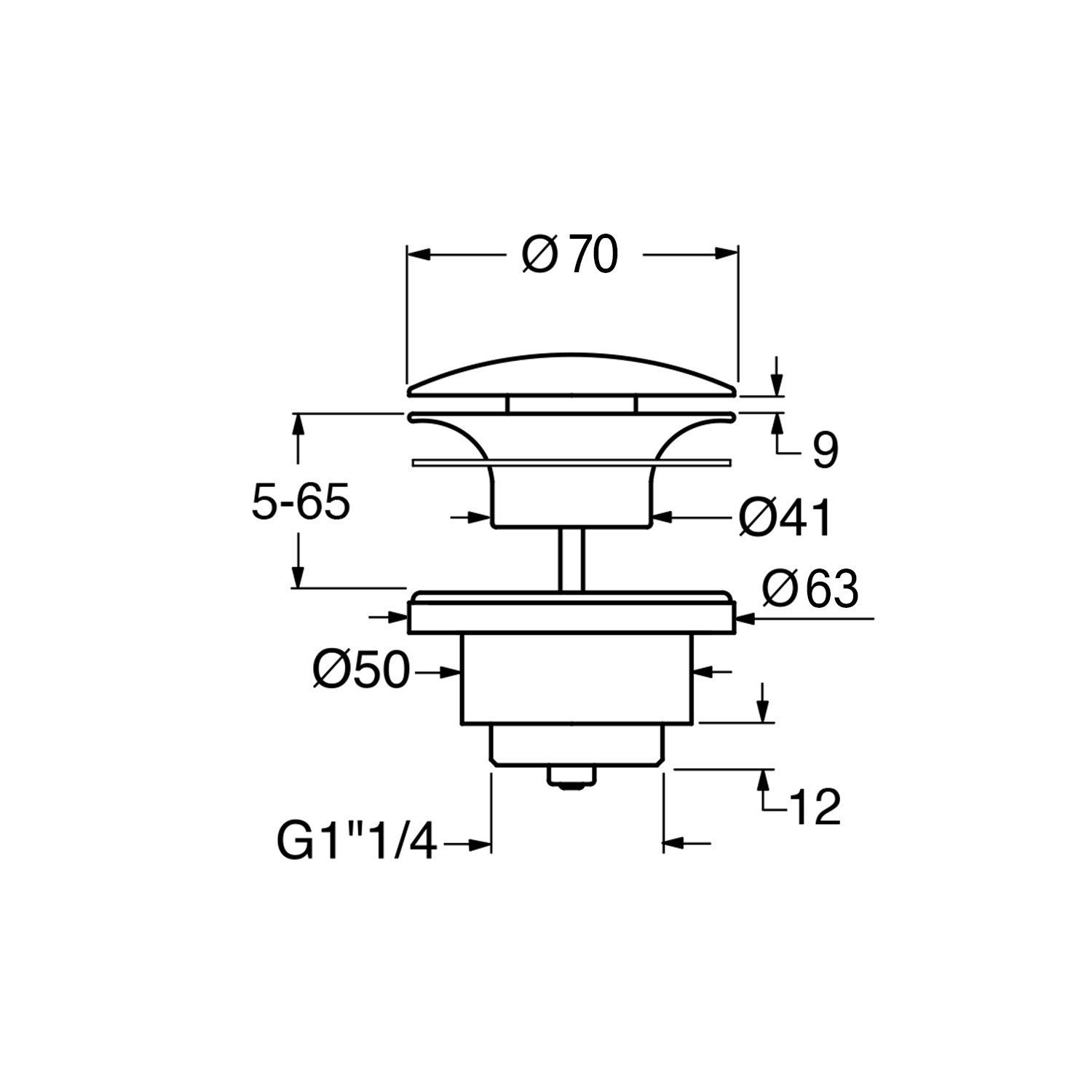 GSI Spares Донный клапан для раковины с керамической крышкой, универсальный, цвет: белый глянцевый PVC11