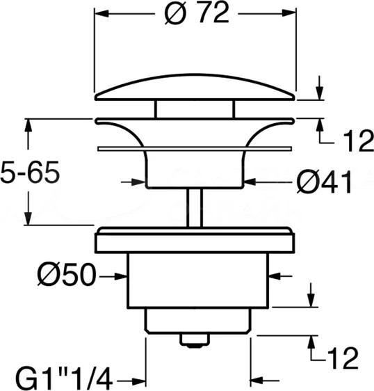 GSI Донный клапан для раковины универсальный с керамической крышкой, цвет: белый глянцевый PCS11