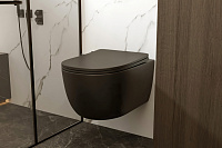 Abber Bequem Унитаз подвесной, безободковый 36x53x34h см, цвет: черный матовый AC1104MB