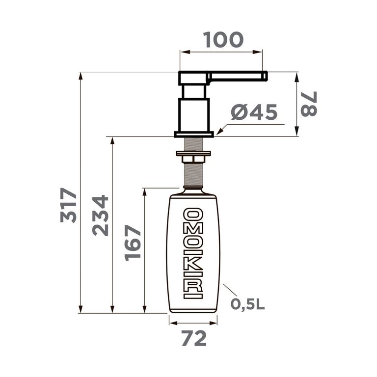 Omoikiri OM-04 Дозатор для кухни, цвет: графит 4995052