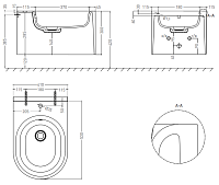 Salini Gemelli Биде подвесное 53x41x30h см, матовый цвет: RAL полностью 250121MF