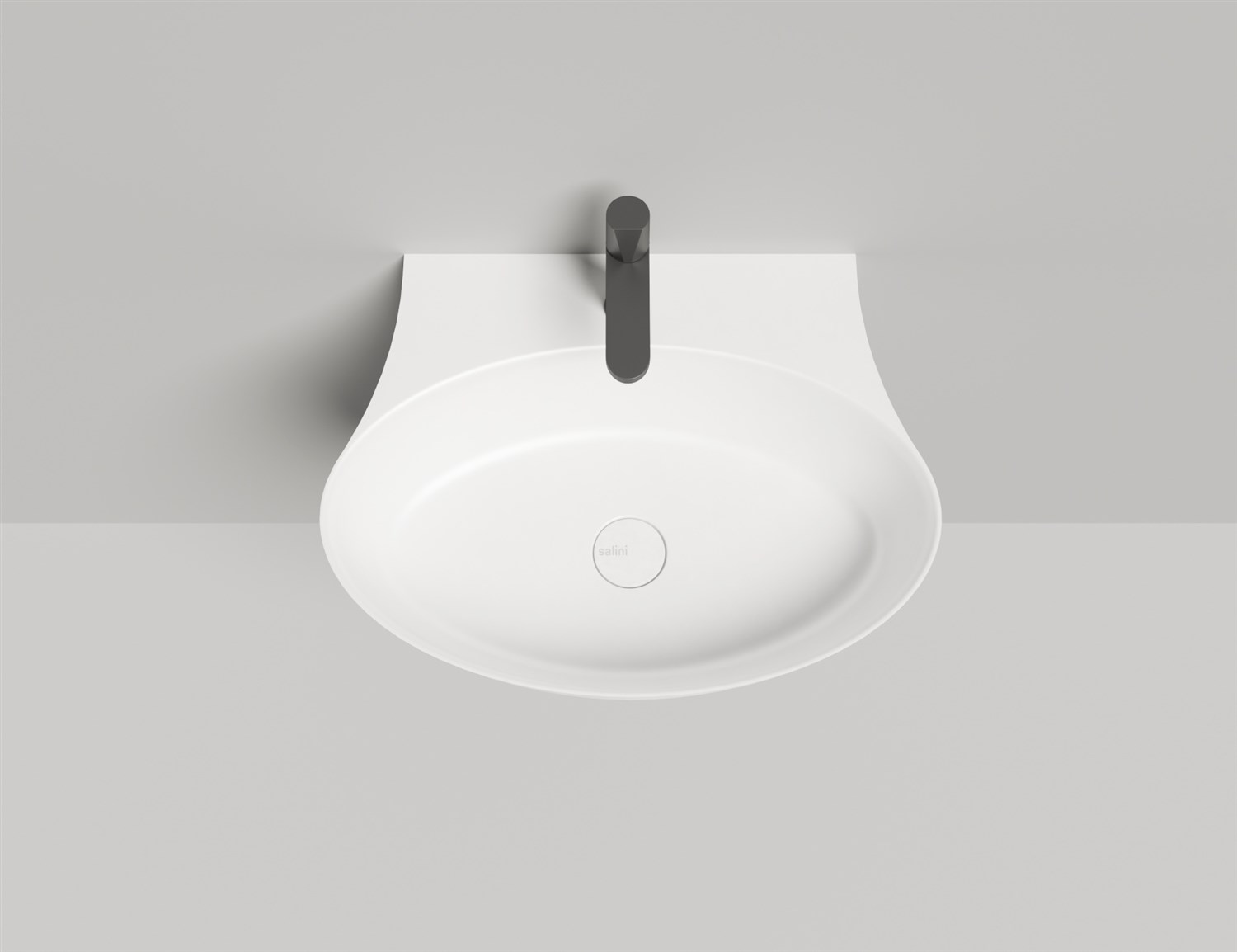 Salini Alda Wall 01 Раковина подвесная округлая 58x45x15h см, цвет: белый глянцевый 140311G