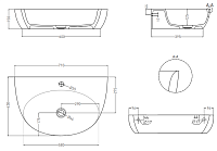Salini Alda Wall 03 Раковина подвесная округлая 71x45x15h см, цвет: белый глянцевый 140313G