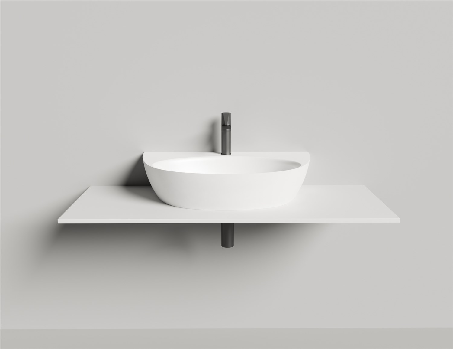 Salini Alda Wall 03 Раковина подвесная округлая 71x45x15h см, матовый цвет: RAL 140323MF