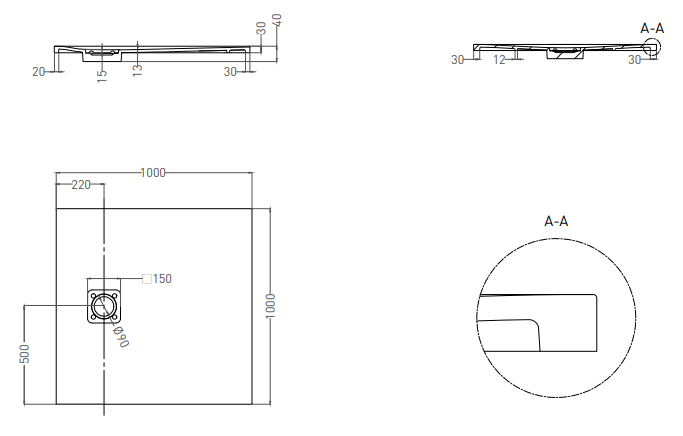 Salini Oasi Душевой поддон 100x100x3h см, матовый цвет: RAL полностью 120324MF