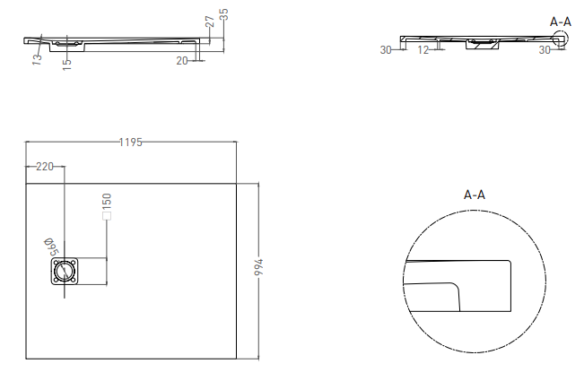 Salini Oasi Душевой поддон 120x100x3h см, цвет: белый матовый 120325M