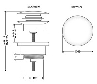 Galassia Донный клапан клик-клак, универсальный с керамической крышкой, цвет: серый матовый 9916GM