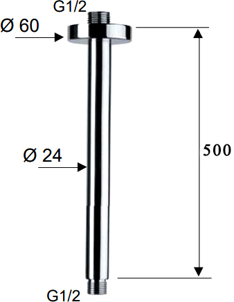 Remer Кронштейн потолочный 50,5 см, цвет: cromo 347N50