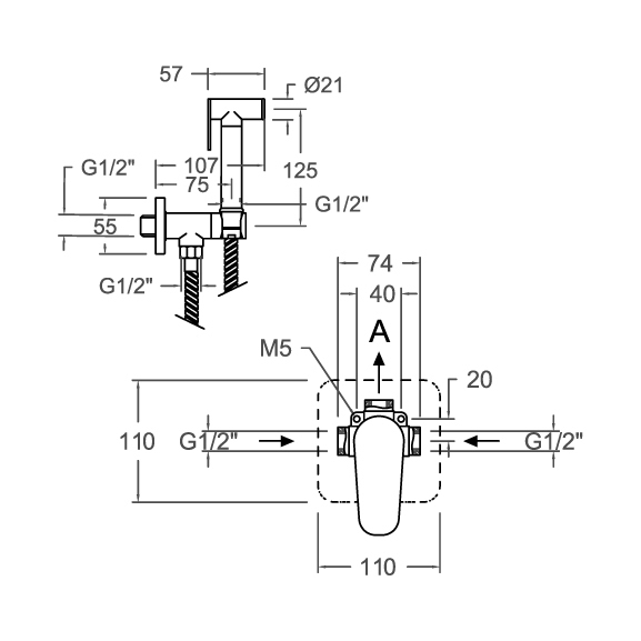 Ramonsoler Alexia Гигиенический душ, цвет: матовый черный 364501WCNM