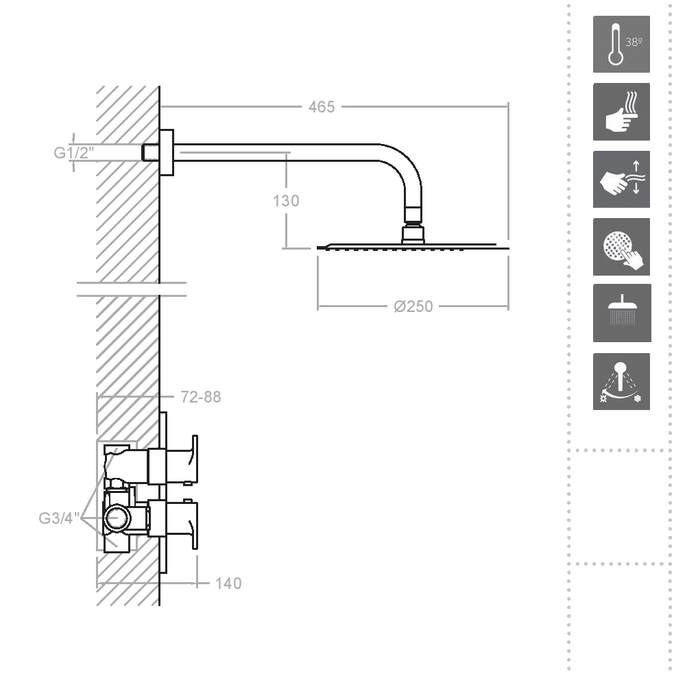 Ramonsoler Alexia Душевой комплект встраиваемый с термостатом, цвет: хром K3624012