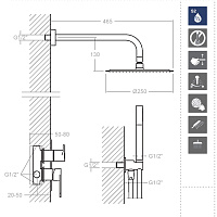 Ramonsoler Alexia Душевой комплект встраиваемый с тропическим душем, цвет: хром K3615021