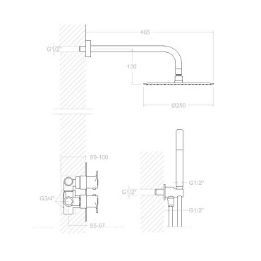 Ramonsoler Alexia Душевой комплект встраиваемый с термостатом, цвет: никель брашированный K3687011NC