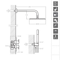 Ramonsoler Alexia Душевой комплект встраиваемый с термостатом, цвет: золото брашированное K3687011OC
