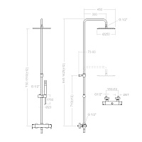 Ramonsoler Alexia Душевая стойка с верхним душем 25x142,5h см, цвет: никель брашированный 3654RM250NC