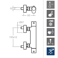 Ramonsoler Alexia Термостатический смеситель настенный с душем, цвет: никель брашированный 3634DNC