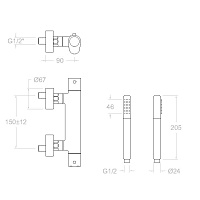 Ramonsoler Alexia Термостатический смеситель настенный с душем, цвет: золото брашированное 3634DOC