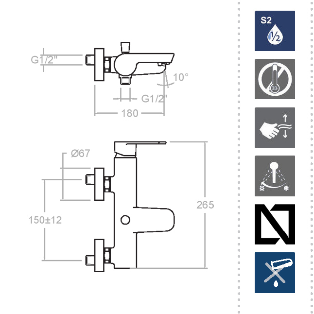 Ramonsoler Alexia Смеситель настенный однорычажный, цвет: матовый черный 360501SNM