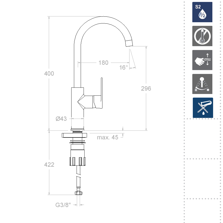 Ramonsoler Alexia Смеситель для раковины высокий однорычажный, цвет: хром 360602