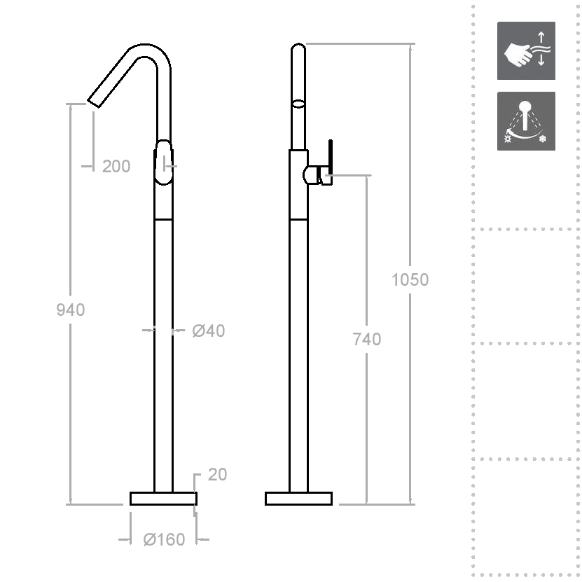 Ramonsoler Alexia Напольный однорычажный смеситель для раковины, цвет: хром 367602S