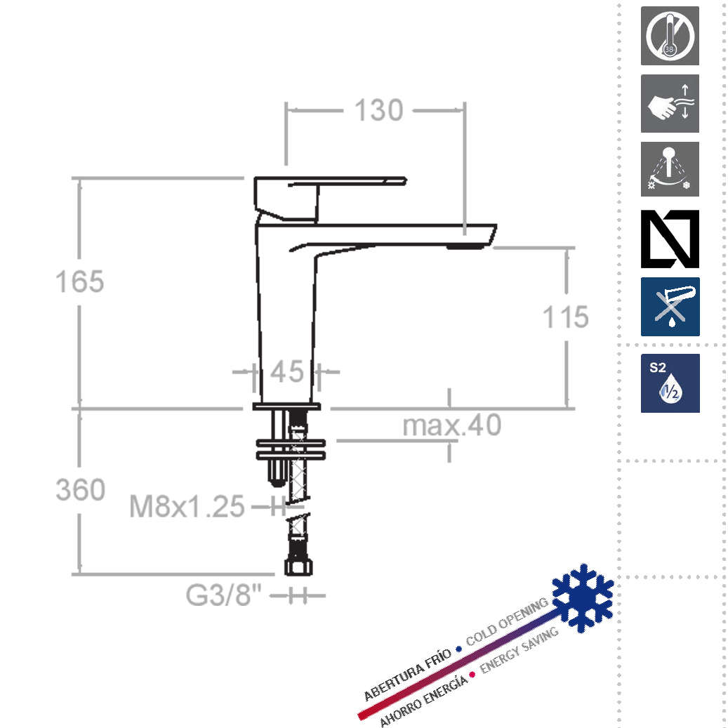 Ramonsoler Alexia Смеситель для раковины однорычажный, цвет: хром 3604