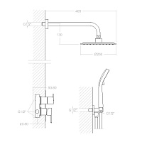 Ramonsoler Blautherm Душевой комплект встраиваемый с тропическим душем, цвет: хром 941502RM250