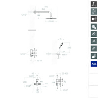 Ramonsoler Blautherm Душевой комплект встраиваемый, термостат, тропический душ, цвет: матовый черный 948712RP240NM