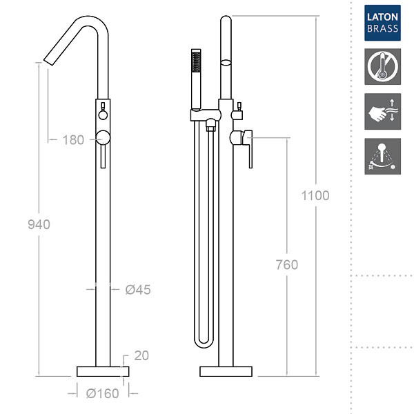 Ramonsoler Drako Напольный однорычажный смеситель для ванны, цвет: хром 338503S