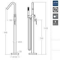 Ramonsoler Drako Напольный однорычажный смеситель для ванны, цвет: хром 338503S