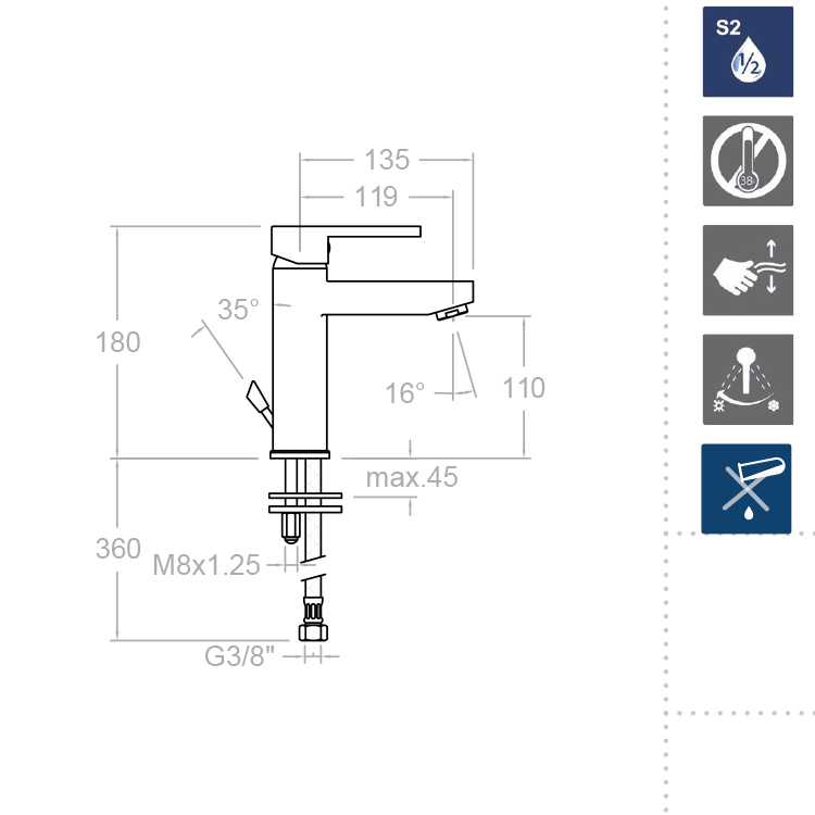 Ramonsoler Drako Смеситель для раковины однорычажный, цвет: хром 3304