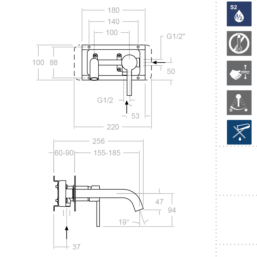 Ramonsoler Drako Встраиваемый смеситель излив 18,5 см, цвет: хром 332002