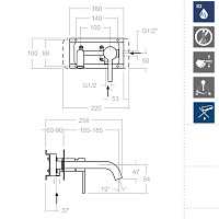 Ramonsoler Drako Встраиваемый смеситель излив 18,5 см, цвет: хром 332002