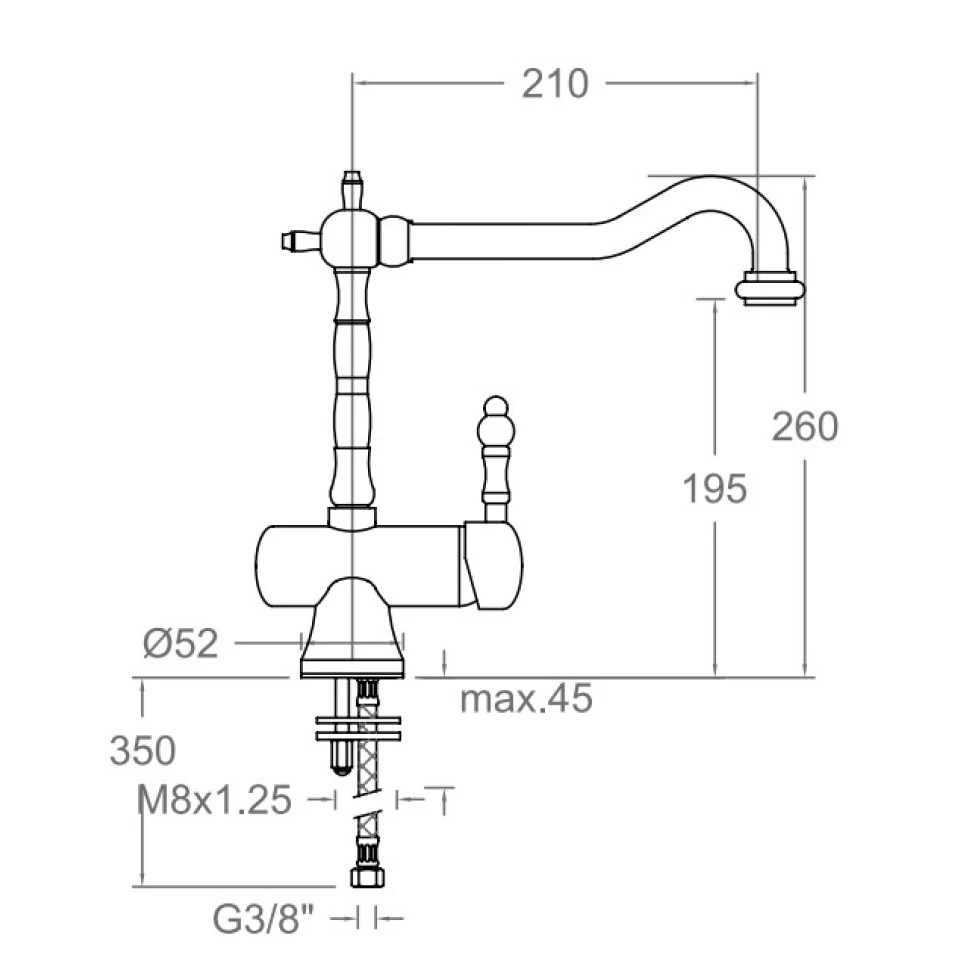 Ramonsoler Gaudi Смеситель для раковины высокий однорычажный, цвет: хром 3029