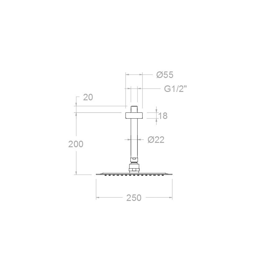 Ramonsoler Hidroterapia Верхний душ потолочный 25x25x20h см, цвет: хром BVRK250