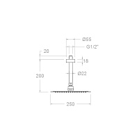 Ramonsoler Hidroterapia Верхний душ потолочный 25x25x20h см, цвет: хром BVRK250