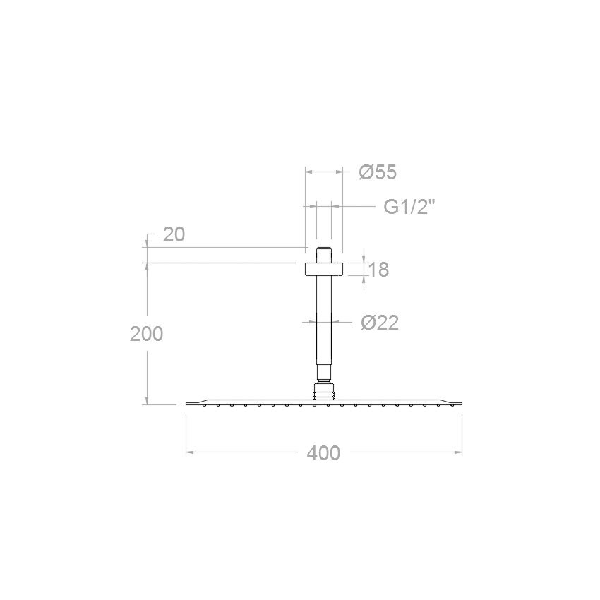 Ramonsoler Hidroterapia Верхний душ потолочный 40x40x20h см, цвет: хром BVRK400