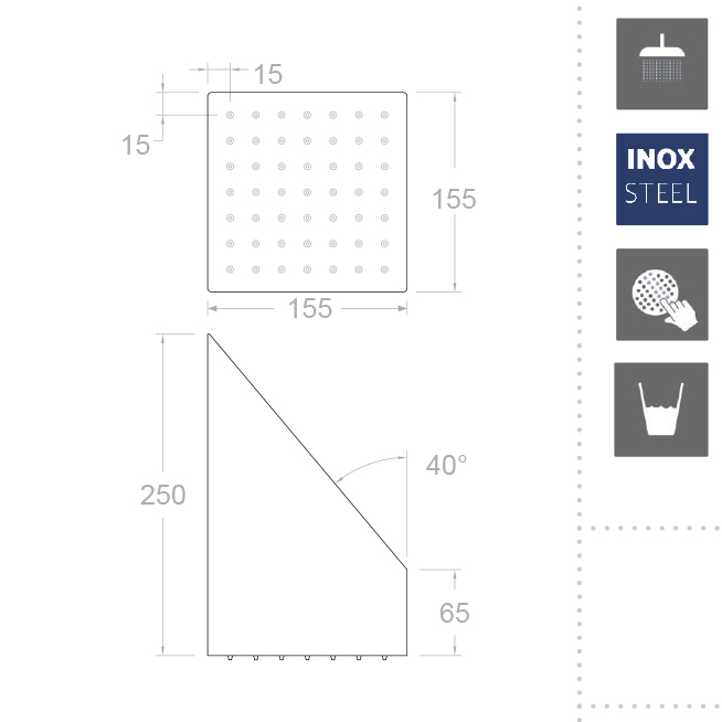 Ramonsoler Hidroterapia Верхний душ из нержавеющей стали, цвет: хром RIK