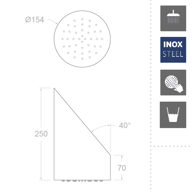 Ramonsoler Hidroterapia Верхний душ из нержавеющей стали, цвет: хром RIR