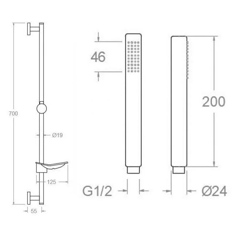 Ramonsoler Hidroterapia Душевой гарнитур: душевая штанга с душевым комплектом, цвет: хром 377302MO