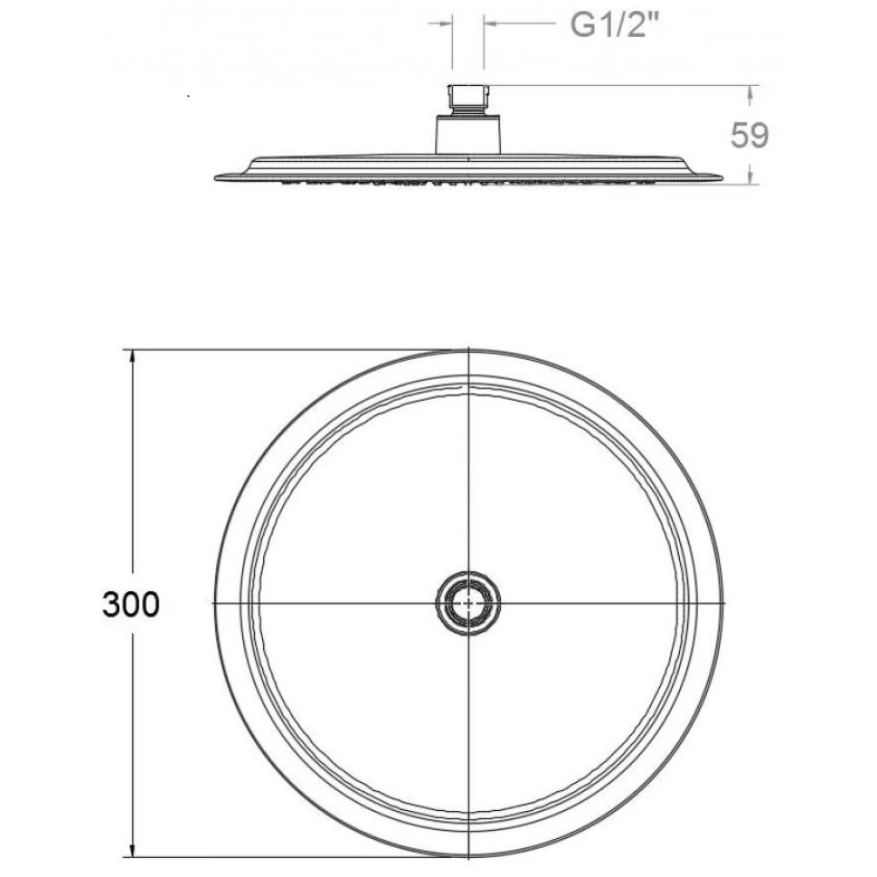 Ramonsoler Hidroterapia Лейка тропического душа круглая из пластика, цвет: хром RP300